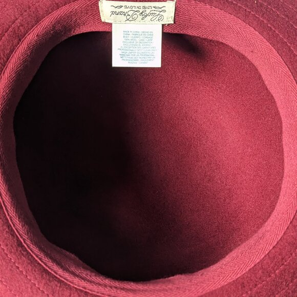 LUCKY Brand 100% Wool Felted Fedora Brimmed Hat Burgundy - Picture 4 of 8